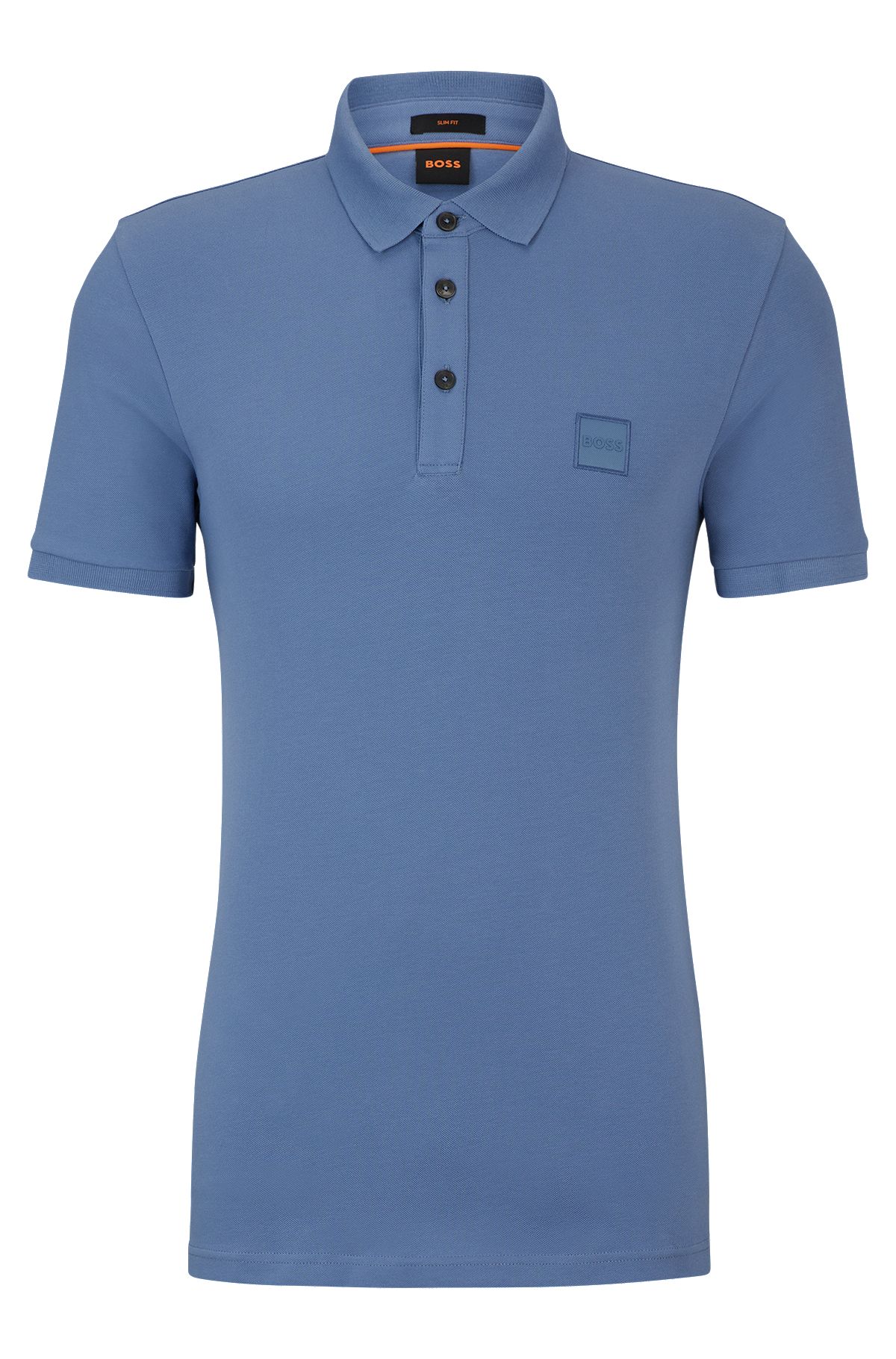 Cotton polo shirt with embroidered logo, Light Blue