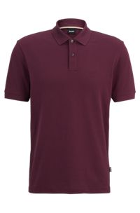 Cotton polo shirt with embroidered logo, Dark Purple
