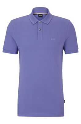 Hugo Boss Polo Shirt With Embroidered Logo In Light Purple