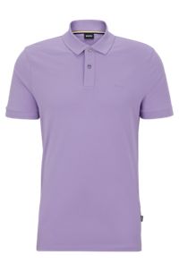 Cotton polo shirt with embroidered logo, Light Purple