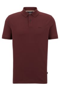 Cotton polo shirt with embroidered logo, Dark Red