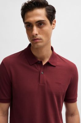 Pallas Cotton polo shirt with embroidered logo, Dark Red
