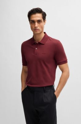 Pallas Cotton polo shirt with embroidered logo, Dark Red