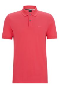Cotton polo shirt with embroidered logo, Dark pink