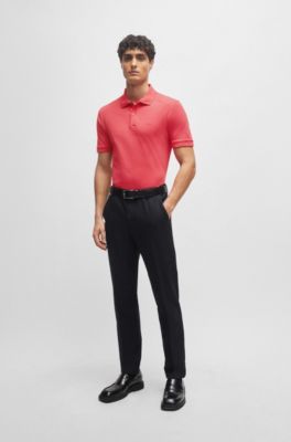 Pallas Cotton polo shirt with embroidered logo, Dark pink