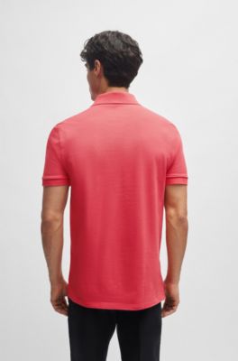 Pallas Cotton polo shirt with embroidered logo, Dark pink