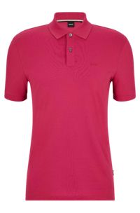 Cotton polo shirt with embroidered logo, Pink