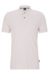 Cotton polo shirt with embroidered logo, light pink