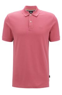 Cotton polo shirt with embroidered logo, light pink