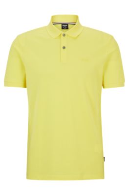 Hugo Boss Polo Shirt With Embroidered Logo In Yellow