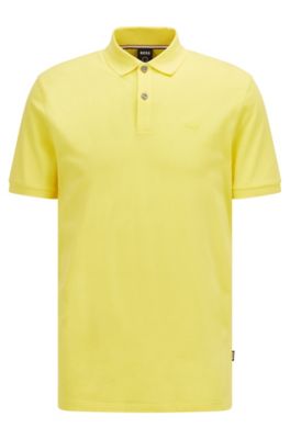 Hugo Boss Polo Shirt With Embroidered Logo In Yellow