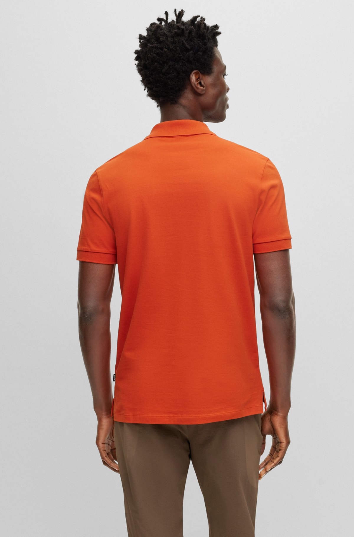 Cotton polo shirt with embroidered logo, Dark Orange
