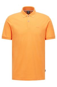 Cotton polo shirt with embroidered logo, Orange