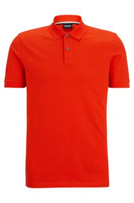 Hugo Boss Logo-embroidered Cotton Polo Shirt In Orange