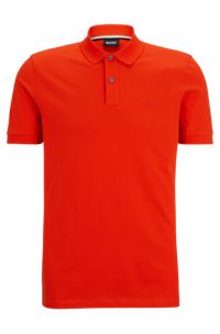 Cotton polo shirt with embroidered logo, Orange