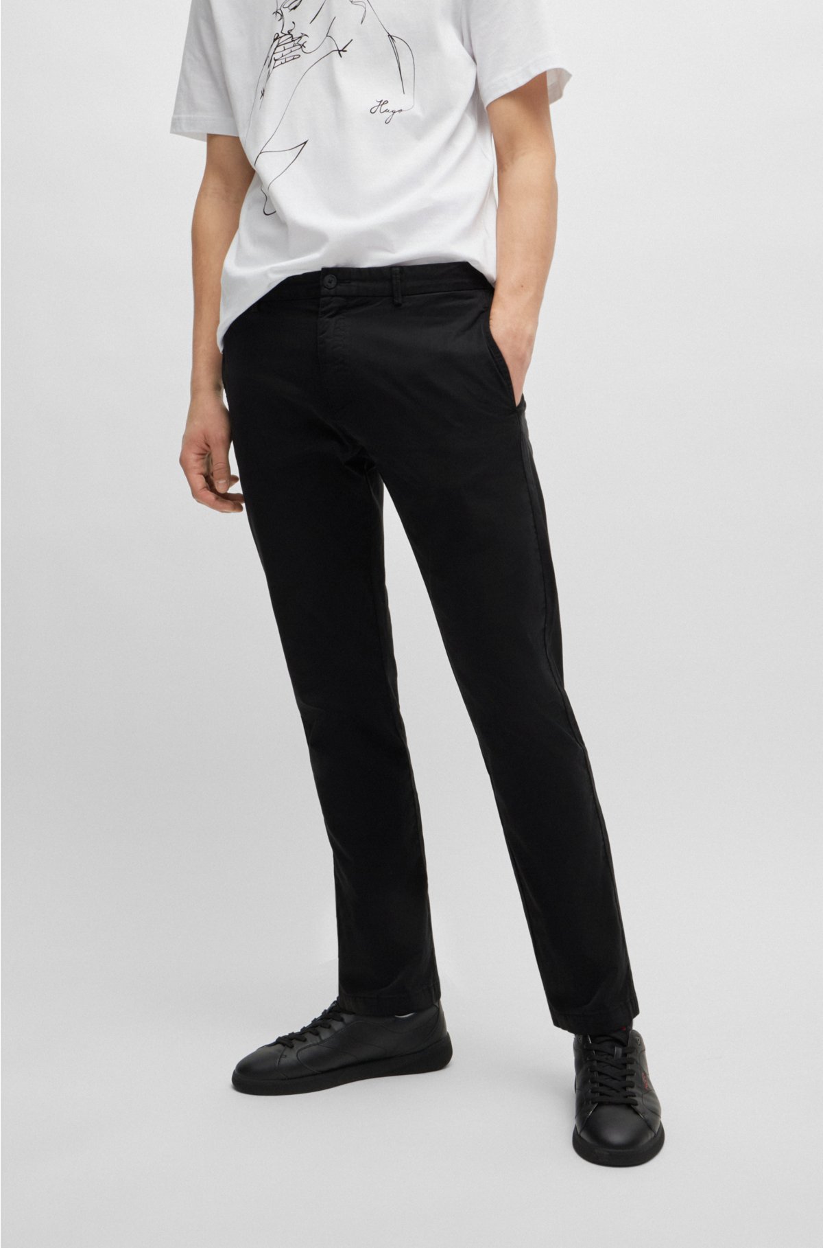 Milano Style pantalon chino homme en gabardine et modal stretch coupe