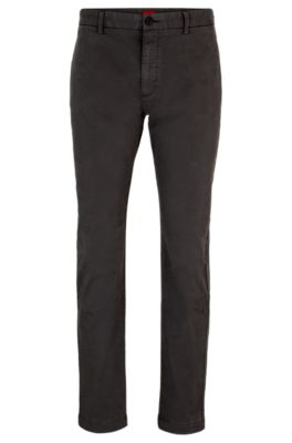 Hugo Boss Slim-fit Chinos In Stretch-cotton Gabardine In Dark Grey
