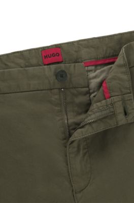Slim-fit chinos in stretch-cotton gabardine, Khaki
