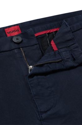 Slim-fit chinos in stretch-cotton gabardine, Dark Blue