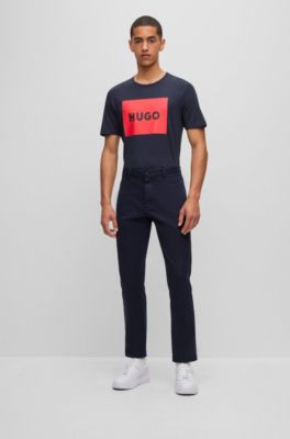 Slim-fit chinos in stretch-cotton gabardine, Dark Blue