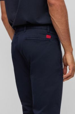 Slim-fit chinos in stretch-cotton gabardine, Dark Blue