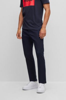 Slim-fit chinos in stretch-cotton gabardine, Dark Blue