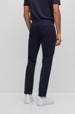 Slim-fit chinos in stretch-cotton gabardine, Dark Blue