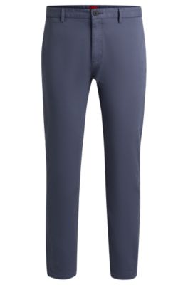 Slim-fit chinos in stretch-cotton gabardine, Light Blue