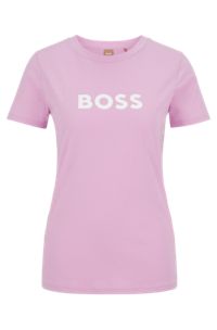 Cotton-jersey regular-fit T-shirt with contrast logo, light pink