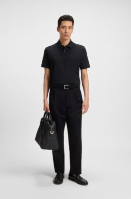 Polo Pallas en piqu&eacute; de coton avec d&eacute;tails logot&eacute;s, Noir