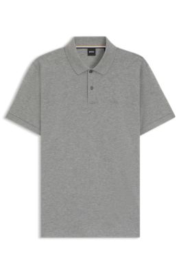 Polo Pallas en piqu&eacute; de coton avec d&eacute;tails logot&eacute;s, Argent