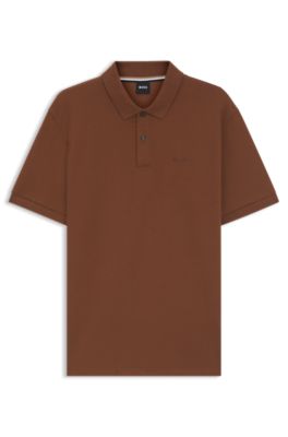 Polo Pallas de piqu&eacute; de algod&oacute;n con detalle de logotipo, Marr&oacute;n