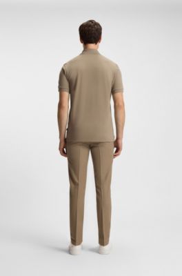 Pallas logo-detail polo shirt in cotton piqu&eacute;, Light Brown