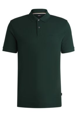 Hugo Boss Pallas Regular-fit Polo Shirt In Cotton With Embroidered Logo In Light Green