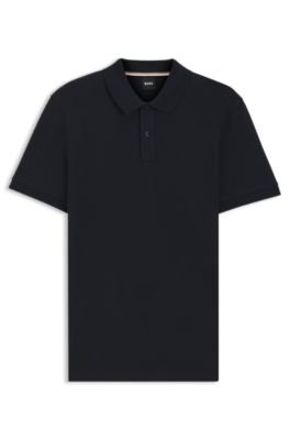 BOSS Kidswear monogram-pattern panel polo shirt - Blue