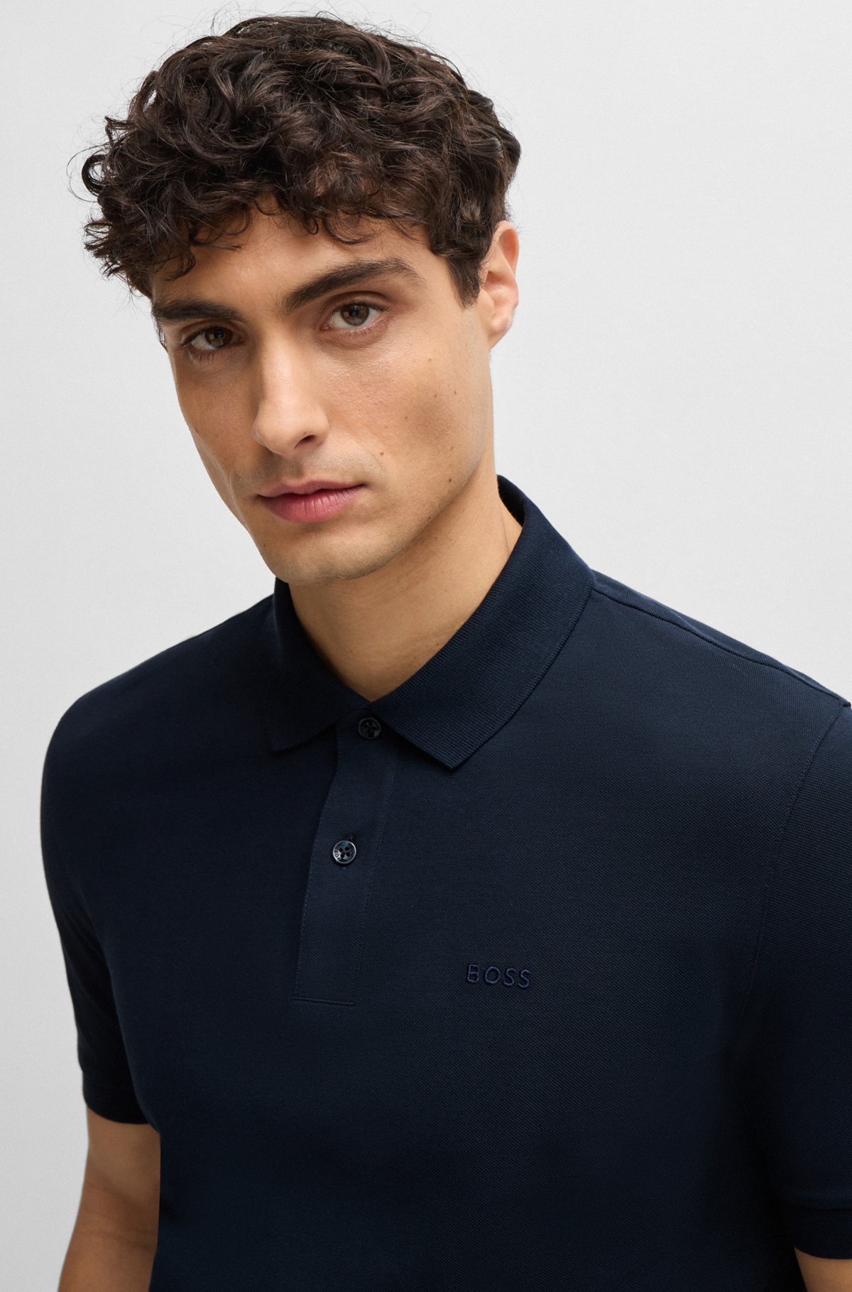 Polo shirt with embroidered logo, Dark Blue