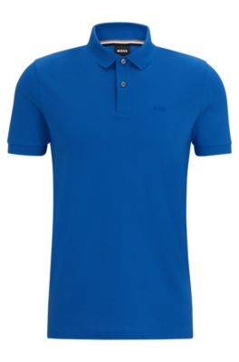 Shop Hugo Boss Regular-fit Polo Shirt In Cotton With Embroidered Logo In Blue