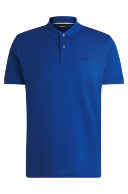 Shop Hugo Boss Regular-fit Polo Shirt In Cotton With Embroidered Logo In Blue