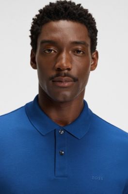 Pallas logo-detail polo shirt in cotton piqu&eacute;, Blue