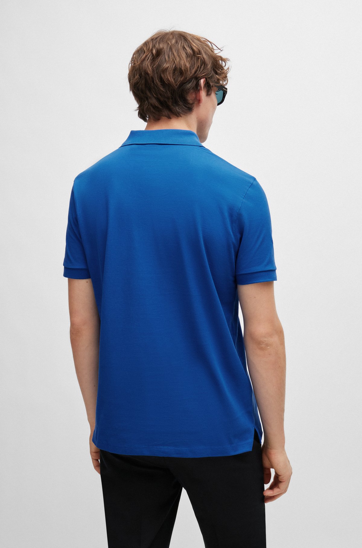 Polo shirt with embroidered logo, Blue