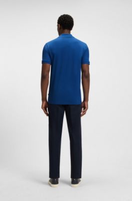 Pallas logo-detail polo shirt in cotton piqu&eacute;, Blue