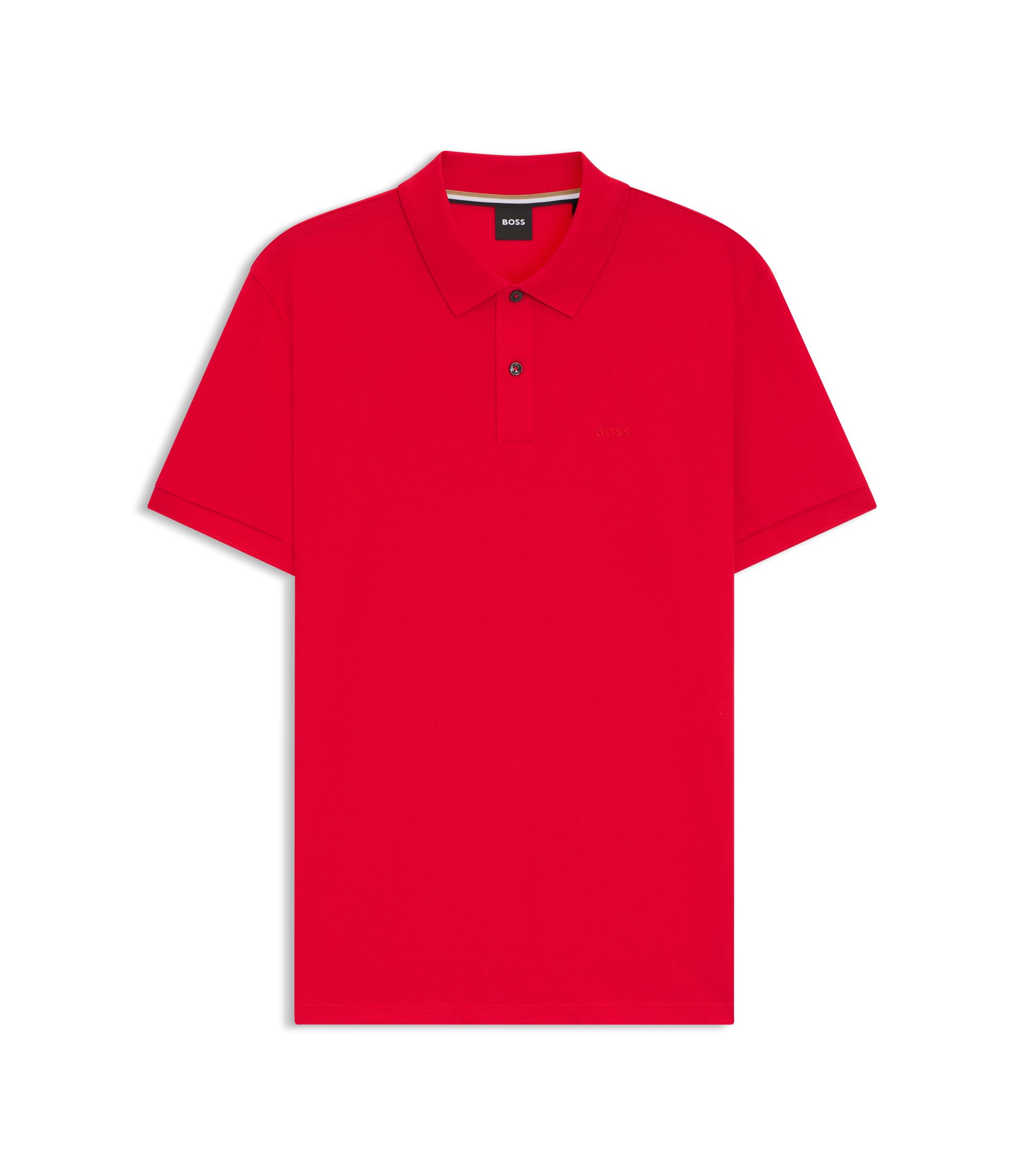 BOSS - Pallas logo-detail polo shirt in cotton piqué - Red