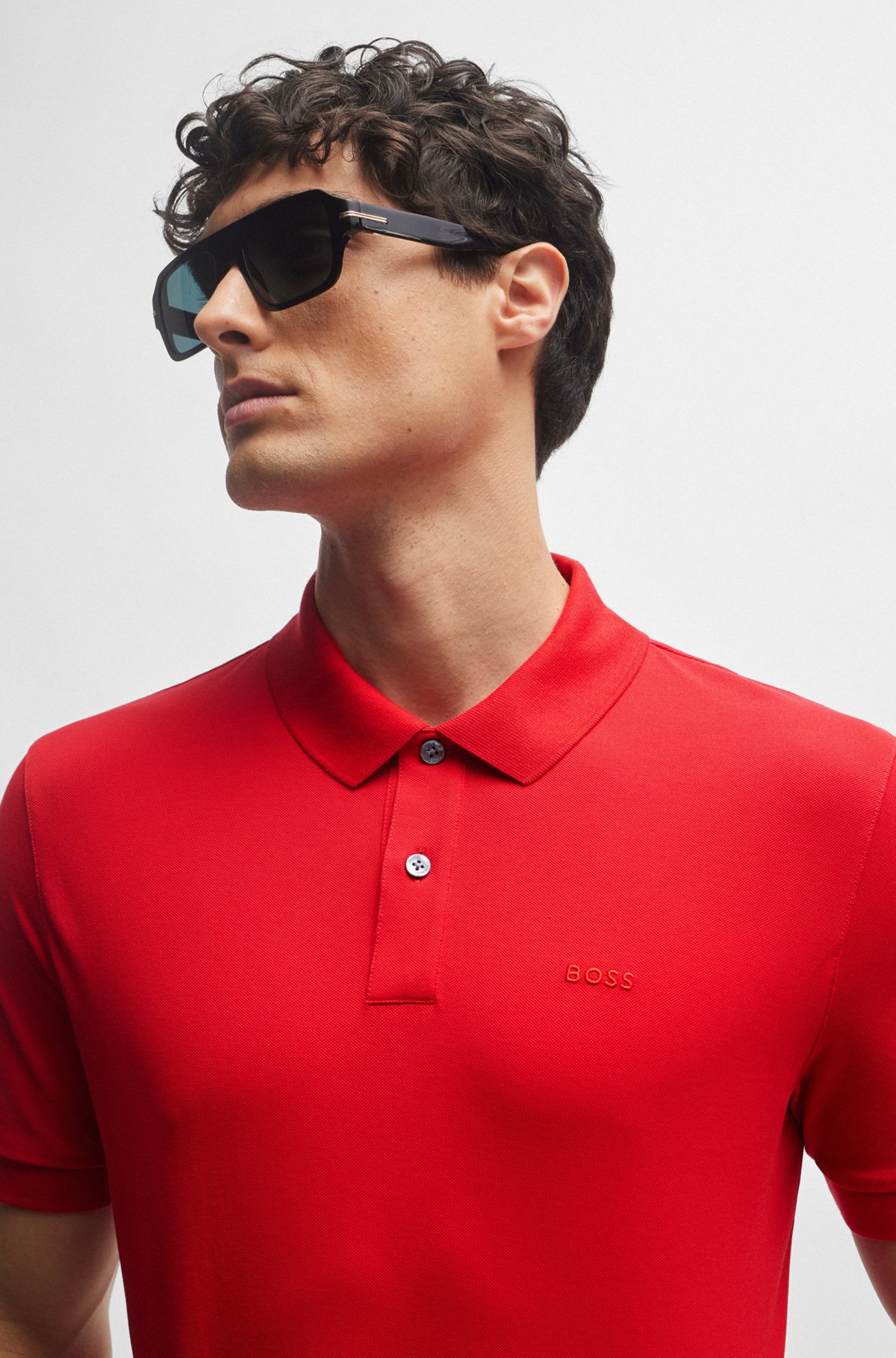 Polo shirt with embroidered logo, Red