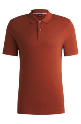 Polo Pallas en piqu&eacute; de coton avec d&eacute;tails logot&eacute;s, Orange fonc&eacute;