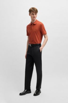 Polo Pallas en piqu&eacute; de coton avec d&eacute;tails logot&eacute;s, Orange fonc&eacute;