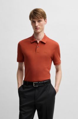 Polo Pallas en piqu&eacute; de coton avec d&eacute;tails logot&eacute;s, Orange fonc&eacute;