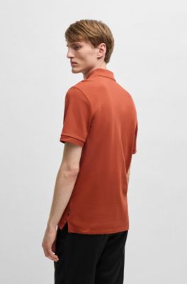 Polo Pallas en piqu&eacute; de coton avec d&eacute;tails logot&eacute;s, Orange fonc&eacute;