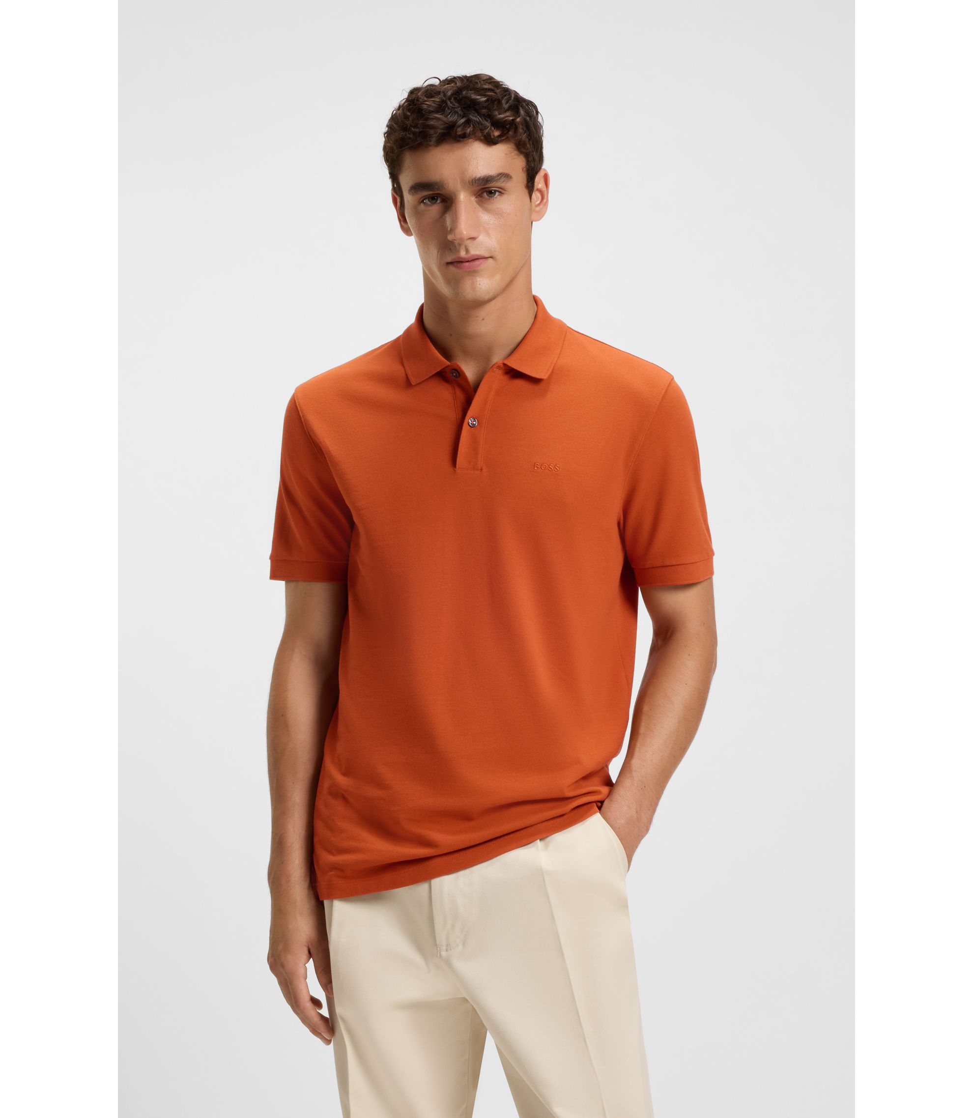 BOSS - Pallas logo-detail polo shirt in cotton piqué - Dark