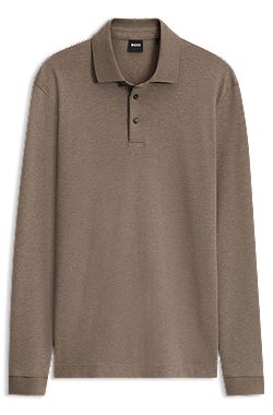 Long-sleeved polo shirt in interlock cotton with logo