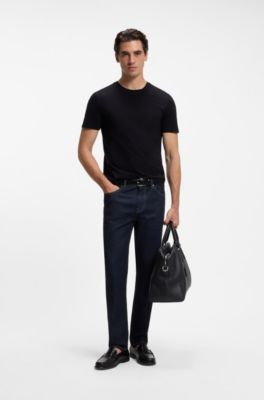 Camiseta slim fit de algod&oacute;n mercerizado, Negro